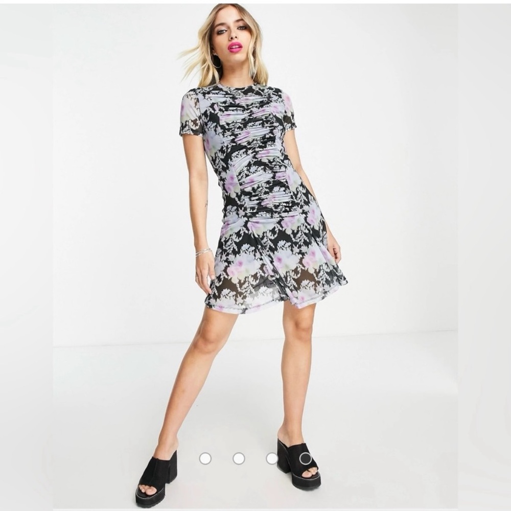 Topshop Mesh Fit and Flare Mini Dress